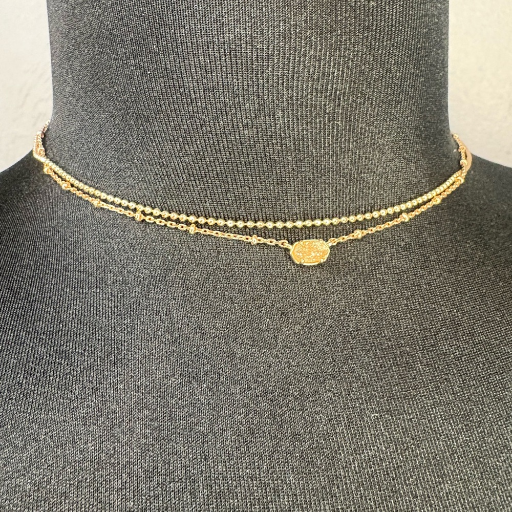 Kendra Scott Emilie Sand Drusy Rose Gold Necklace + Matching Stud Earrings Set